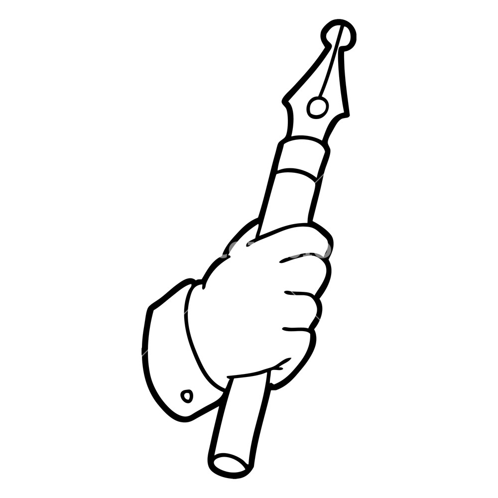 1000x1000 Cartoon Hand Holding Fountain Pen Royalty Free Stock Image