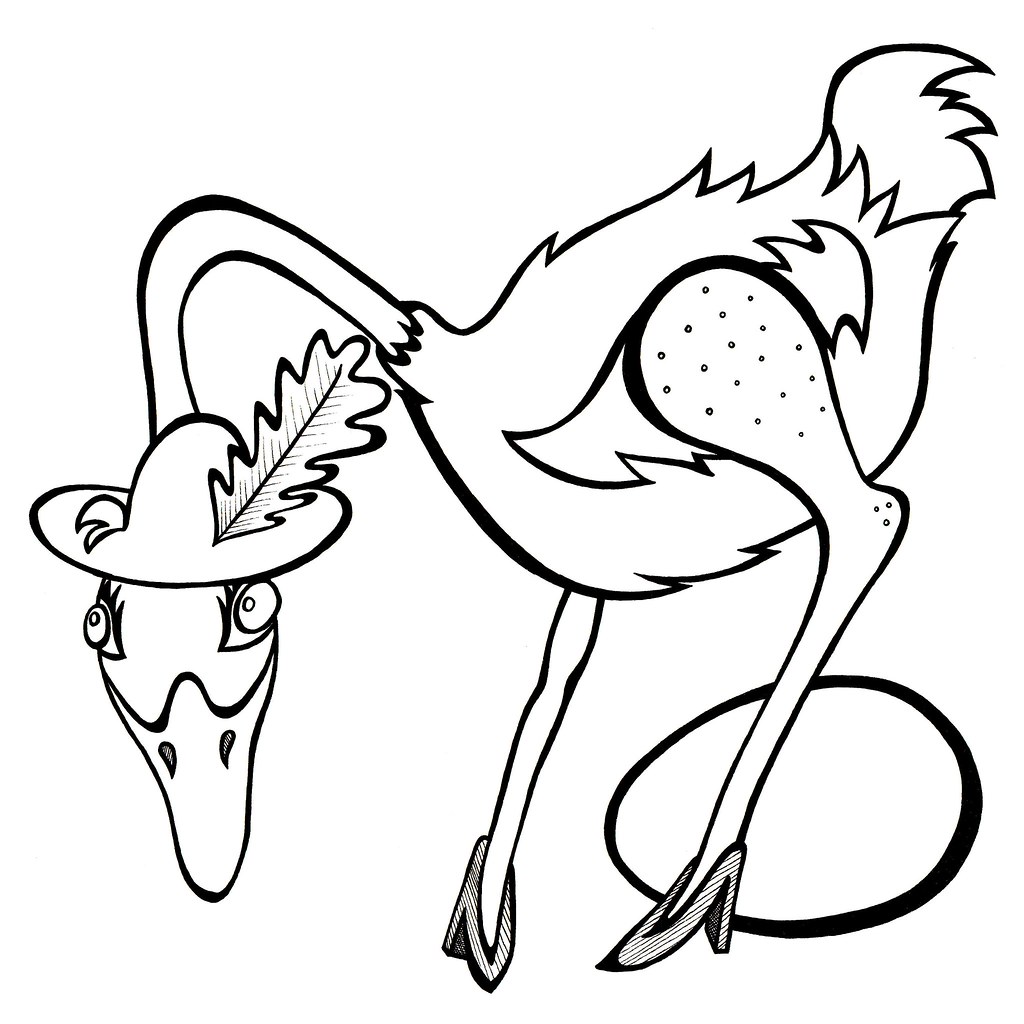 1024x1024 Gertrude' The Ostrich, Cartoon Animal, Colouring Book