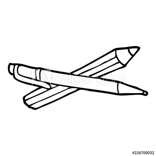 500x500 Line Drawing Cartoon Pencil And Pen