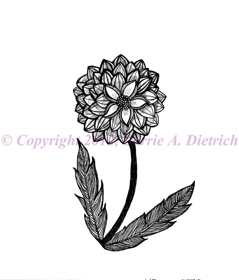 794x932 Black And White Art Pen And Ink Dahlia Flower Design Etsy