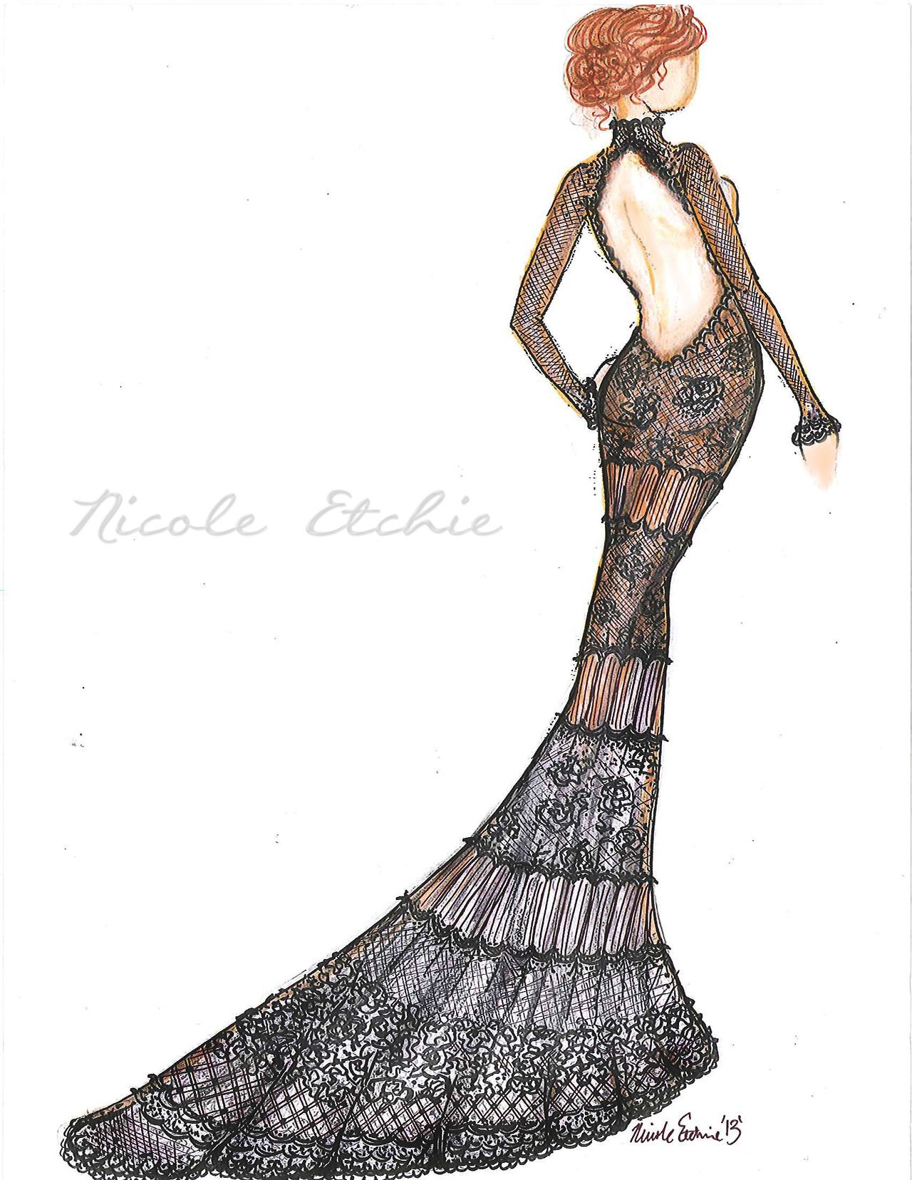 1280x1656 Backless Black Lace Marker Ink Pen Design And Drawing
