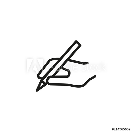 500x500 Hand With Pen Line Icon Pen, Writing, Drawing Note Concept