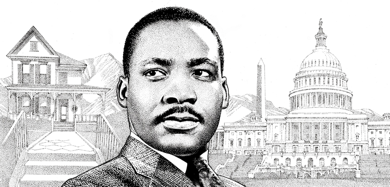 792x380 Pen Ink Stipple Portrait Of Dr Martin Luther King, Jr