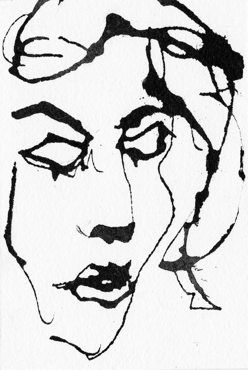 794x1185 Art Pen And Ink Sketch Drawing Portrait Sleeping Dreaming Etsy