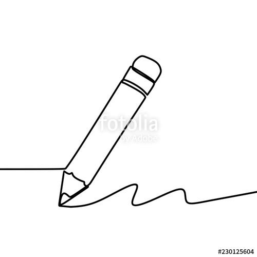 500x500 Pencil Vector Illustration With Continuous One Single Line Drawing