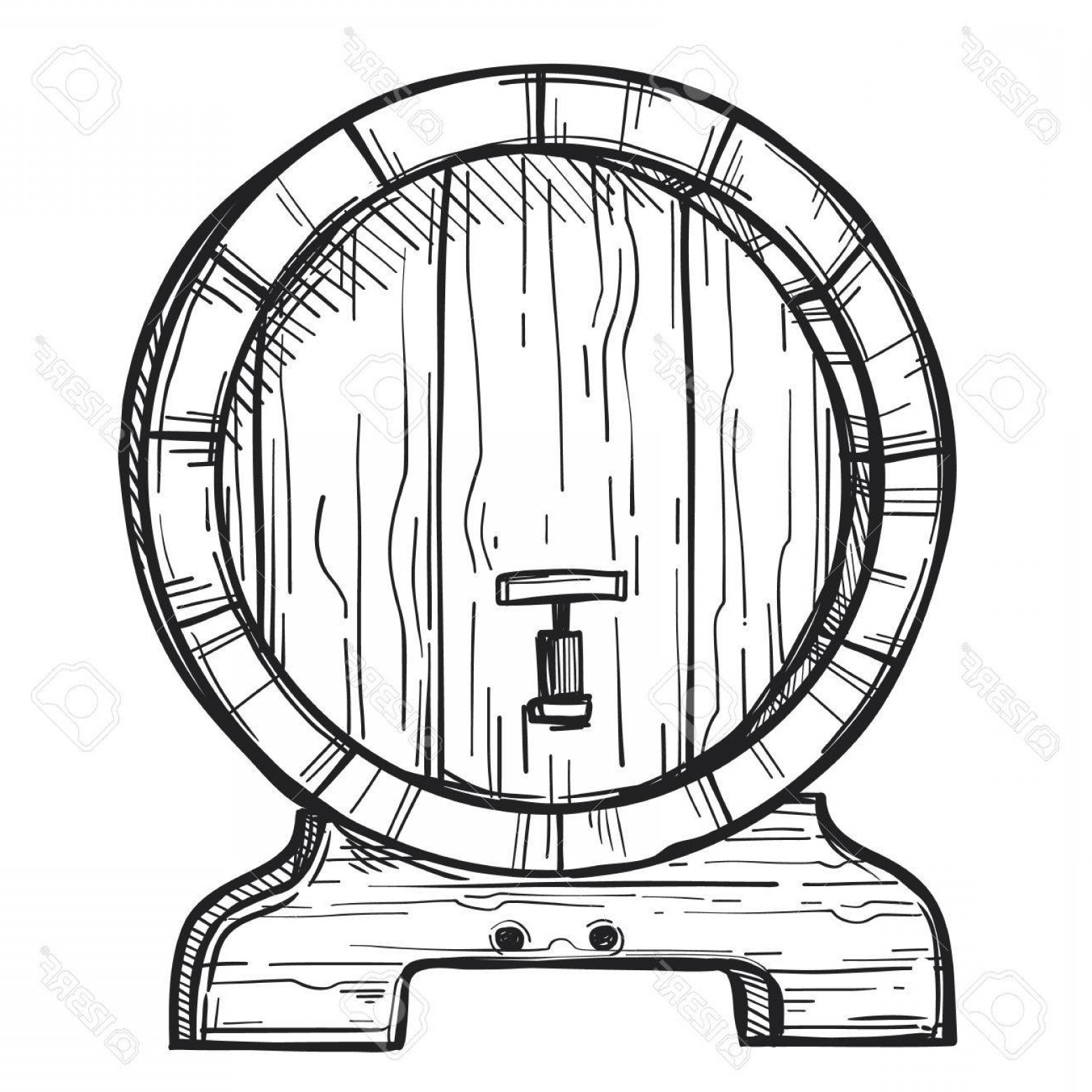 1560x1560 Photowooden Barrel Freehand Pencil Drawing Isolated On White
