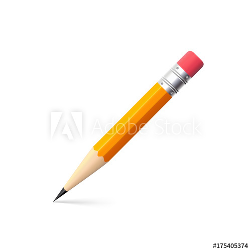 500x500 Simple Pencil On White Background, Drawing A Line, Vector Shiny