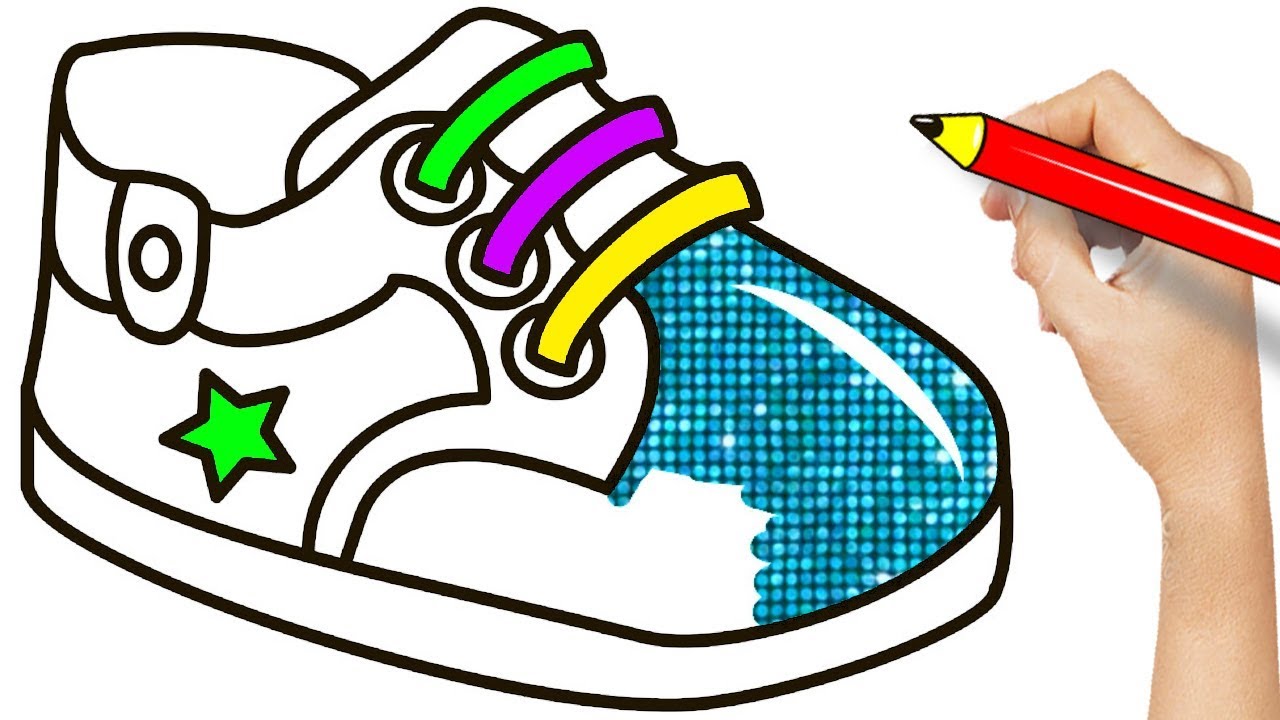 1280x720 Glitter Baby Shoes Coloring Book For Kids And Drawing With Pencil