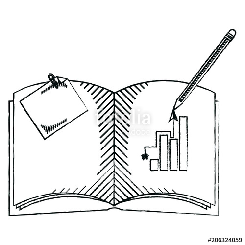 500x500 Grunge Book With Note Paper And Pencil Drawing Stock Image