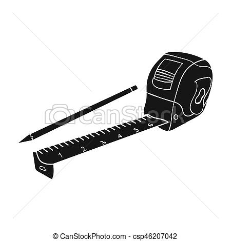 450x470 Tape Measure And Pencil Icon In Black Style Isolated On White