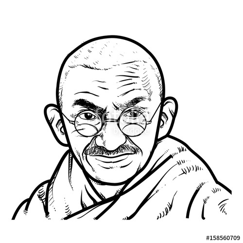 500x500 Mahatma Gandhi Drawing, Pencil, Sketch, Colorful, Realistic Art