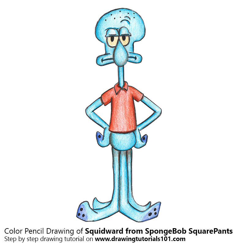 800x800 Squidward From Spongebob Squarepants With Color Pencils
