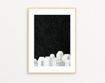 340x270 home in the forest wall art illustration print unframed etsy