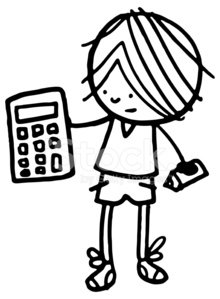 220x299 Boy Holding A Calculator With Pencil Stock Vectors