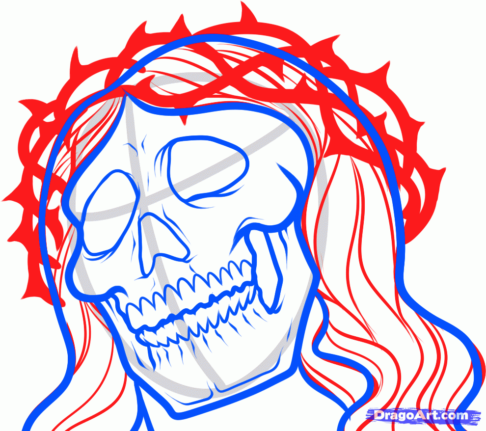 990x878 How To Draw A Jesus Tattoo, Jesus Tattoo, Step