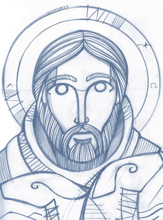 570x770 Jesus Christ Good Shepherd Pencil Illustration Etsy