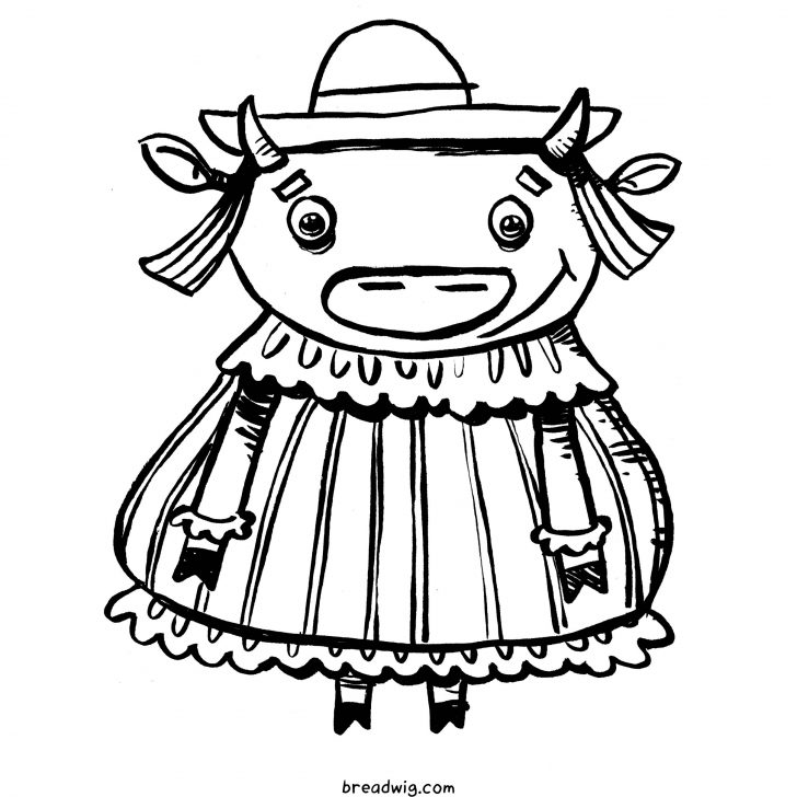 728x728 Cartoon Cow Drawing Outline Images Pencil Style Face Carmi Chaelinn