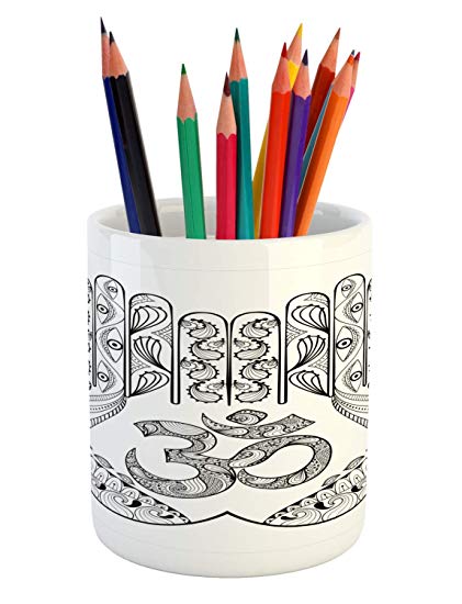421x550 Ambesonne Hamsa Pencil Pen Holder, Hands Paisley
