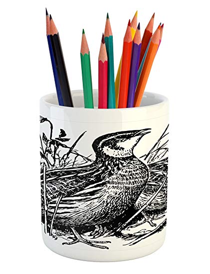 421x550 Lunarable Quail Pencil Pen Holder, Common Birds
