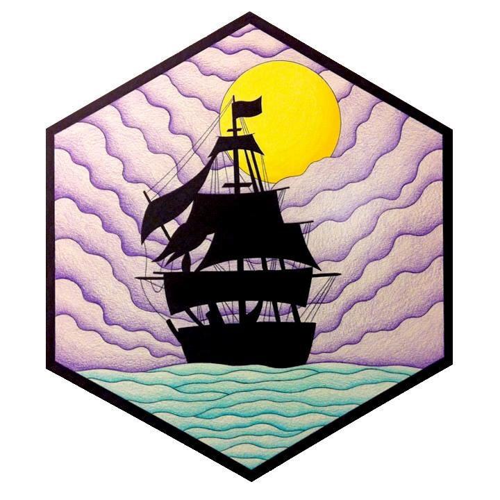 720x720 Pirate Ship Colored Pencil Drawing