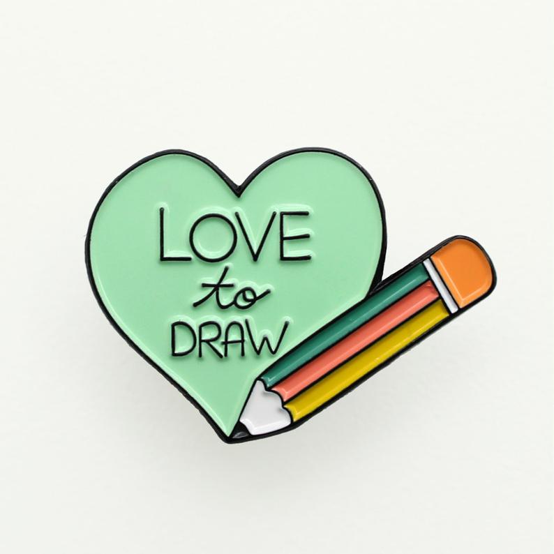 794x794 Love To Draw Pin Soft Enamel Makers Pin Pencil Illustrator Etsy