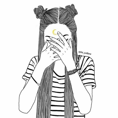 500x500 girl, moon, outline, outlines, tumblr lyrical art