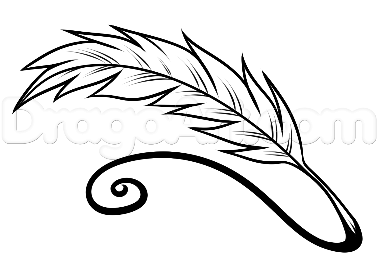 1218x825 how to draw a quill, quill pen, step