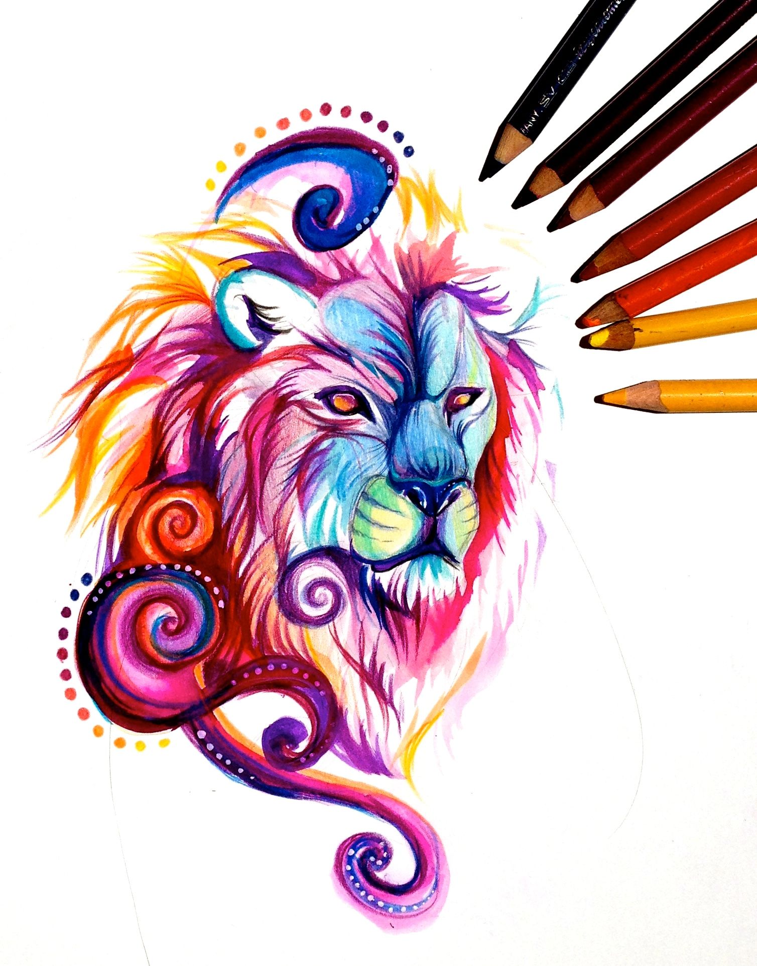 1508x1923 Colorful Lion Tattoo Design Tattoos Drawings, Lion Design