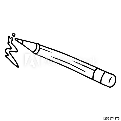 500x500 Line Drawing Doodle Of A Coloured Pencil