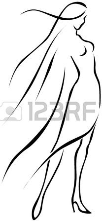 207x450 Black Line Woman In Wind Images Orientales Minimalist Art