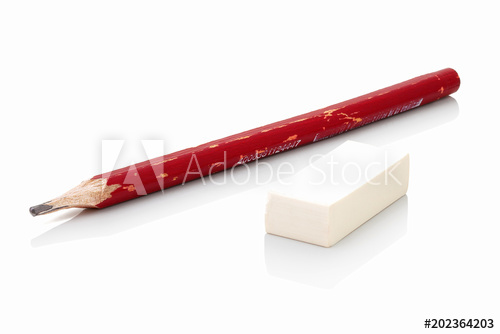 500x334 Nibbled Wooden Graphite Pencil With Eraser, Isolated On White