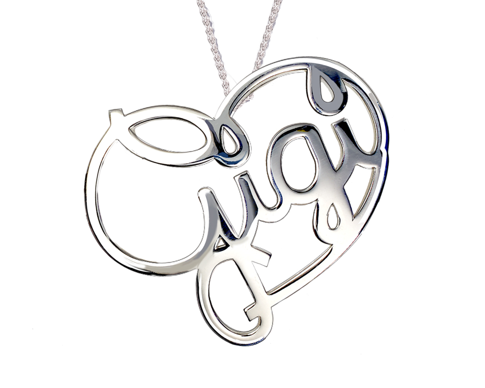 1000x800 Heart Large My Heart, My Gigi Pendant Sterling Silver
