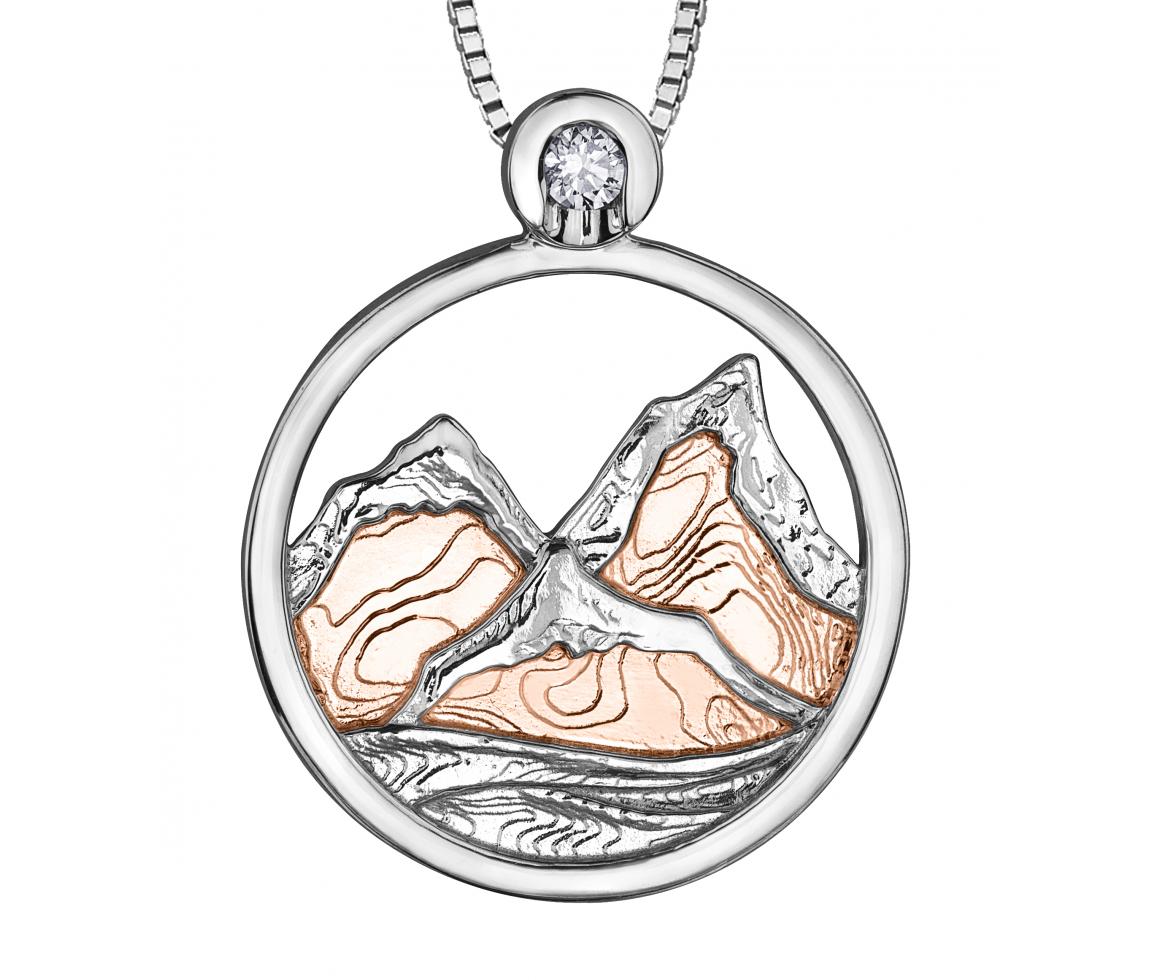 1160x980 Sterling Silver Rose Gold Rocky Mountains Canada Pendant