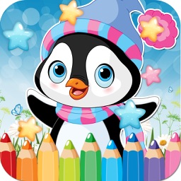 256x256 Penguin Drawing Coloring Book