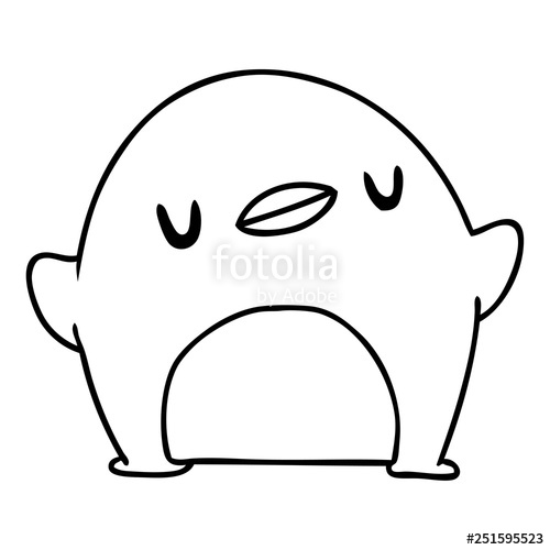 500x500 Line Drawing Kawaii Of A Cute Penguin Stock Image And Royalty