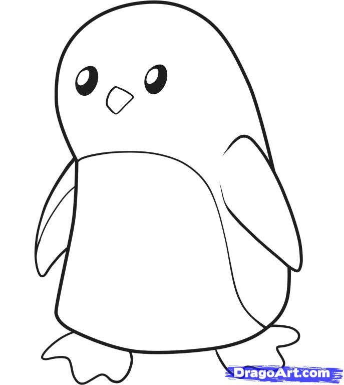 687x768 Draw A Penguin For Kids, Step