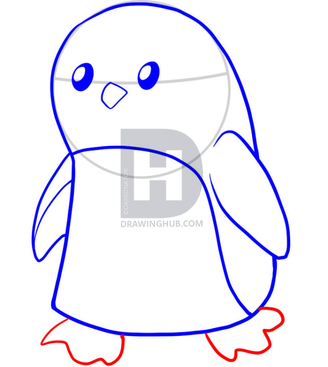644x720 How To Draw A Penguin For Kids, Step