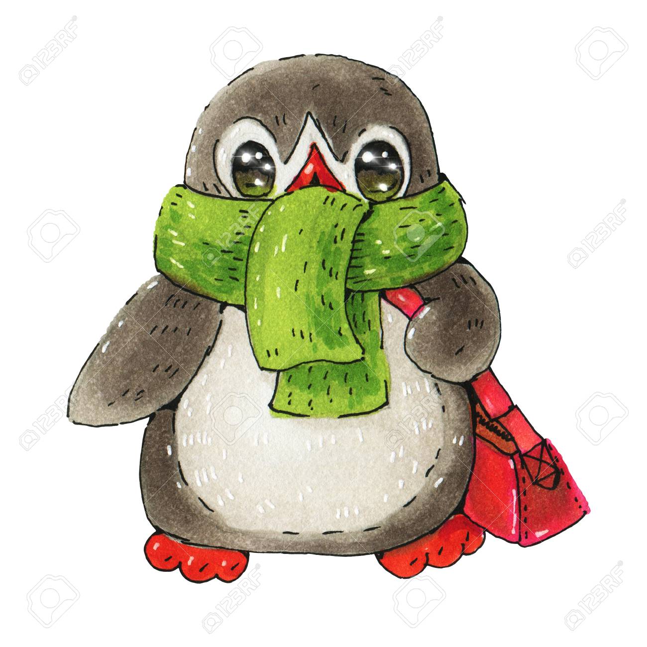 1300x1300 Drawn Penguin Scarf Drawing