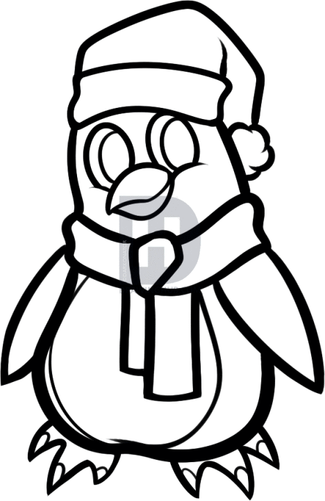 468x720 How To Draw A Christmas Penguin, Step
