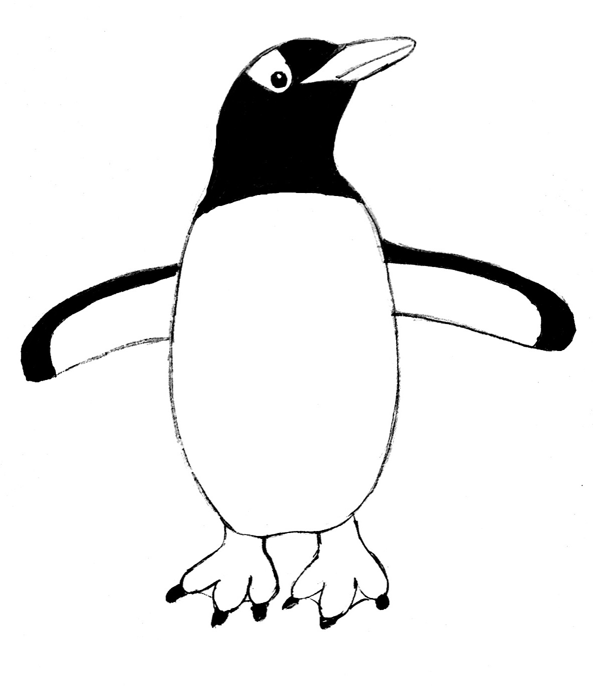 1187x1376 Outline Drawing Penguin For Free Download