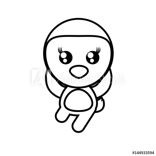 500x500 Cartoon Penguin Animal Outline Vector Illustration