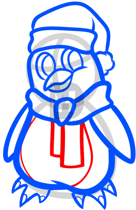 468x720 How To Draw A Christmas Penguin, Step