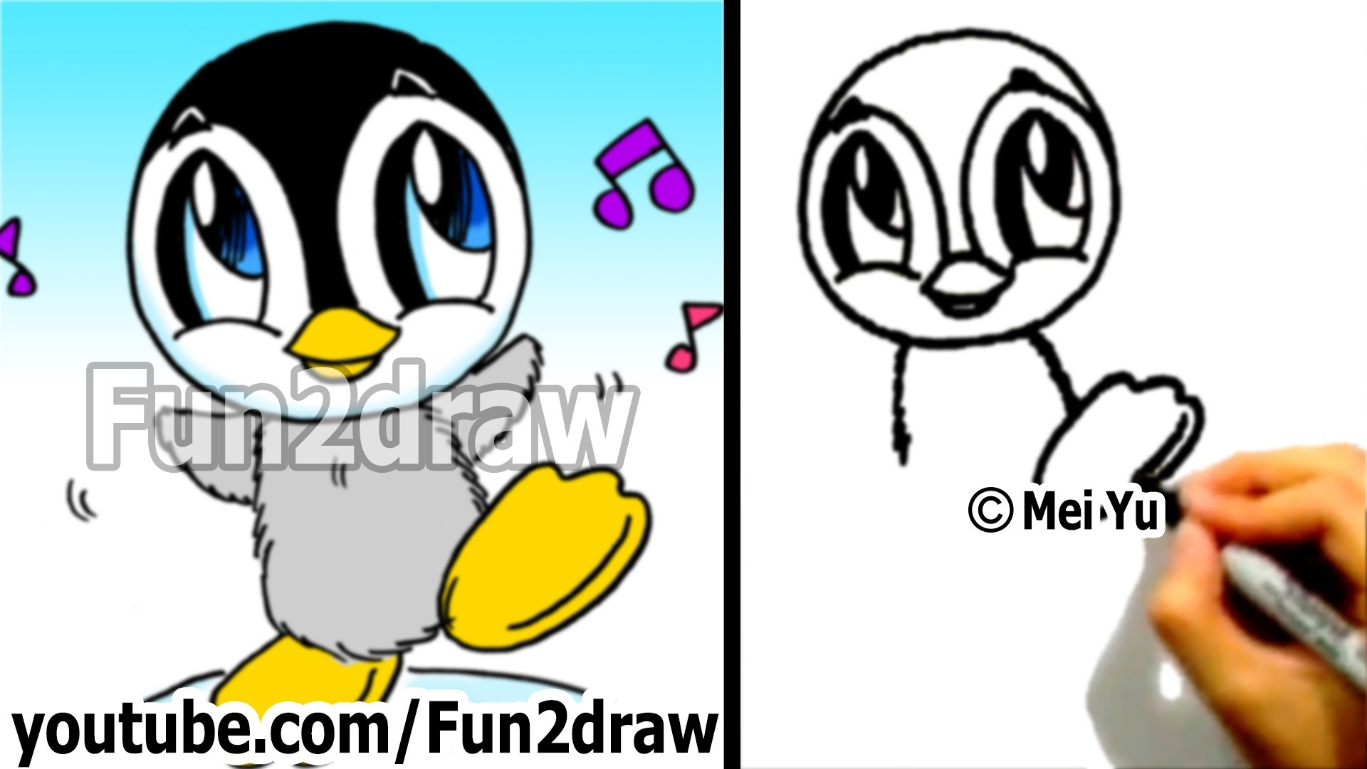 1920x1080 Penguin How To Draw Cute Animals Step