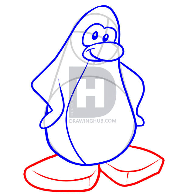 619x646 How To Draw Club Penguin, Step