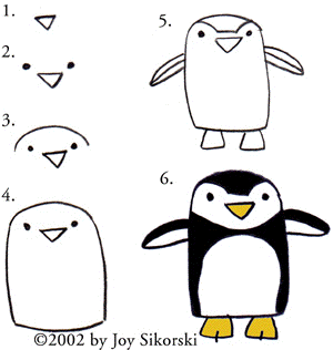 300x316 Penguin Directed Draw Art And Crafts For Kids