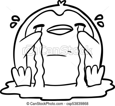 450x414 Line Drawing Of A Crying Penguin