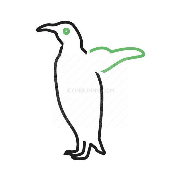 600x600 Penguin Line Green Black Icon