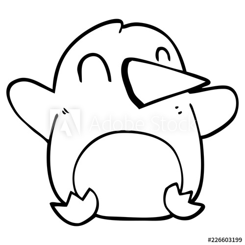 500x500 Line Drawing Cartoon Christmas Penguin