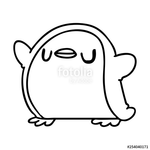500x500 Line Drawing Kawaii Of A Cute Penguin Stock Image And Royalty