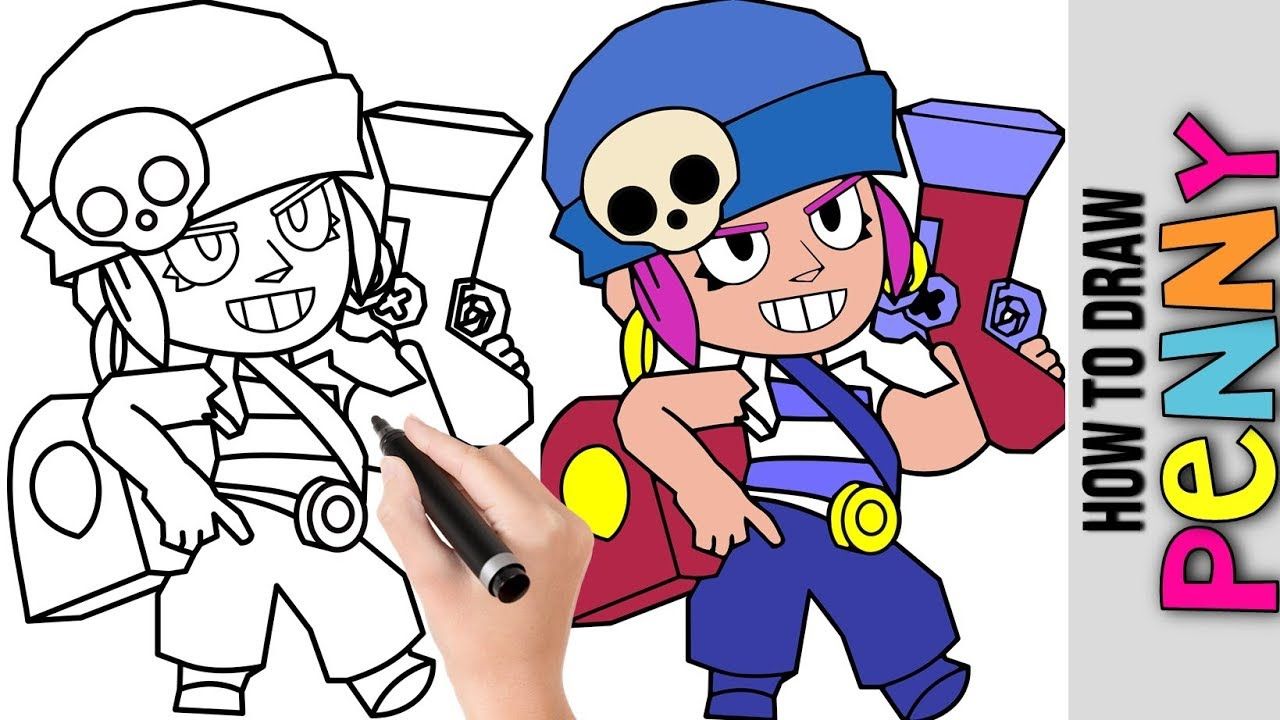 1280x720 How To Draw Penny From Brawl Stars Cute Easy Drawings Tutorial